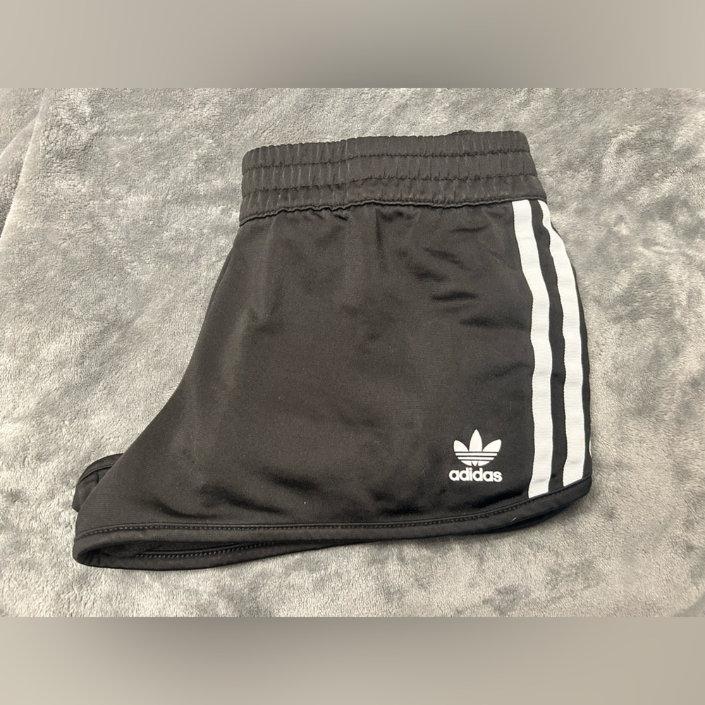 adidas Black Shorts with White Three-Stripes